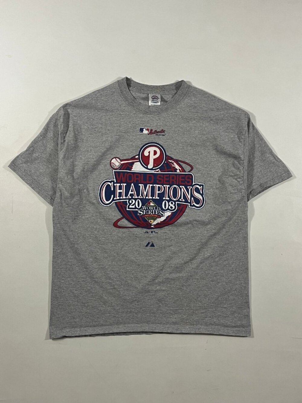 Vintage 2008 Philadelphia Phillies World Series Champions MLB Majestic Tee 2XL